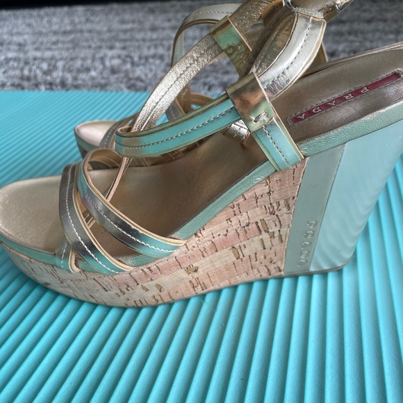 Authentic Prada wedges gold size 9 - Picture 3 of 7